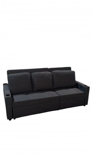 Foto Sofá cama 3 pl. moderno+USB+type-C+portavasos - Costa R 3 plazas - gris oscuro - 210 cm