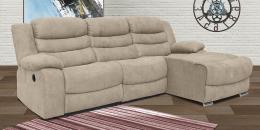 Chaiselongue con 1 asiento relax eléctrico y modulo central relax manual - beige - LUXOR