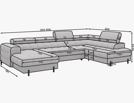 Foto SOFÁ CAMA - DOS ARCÓNES - GRIS - 355X202 -  FERARIA NUEVO 2025
