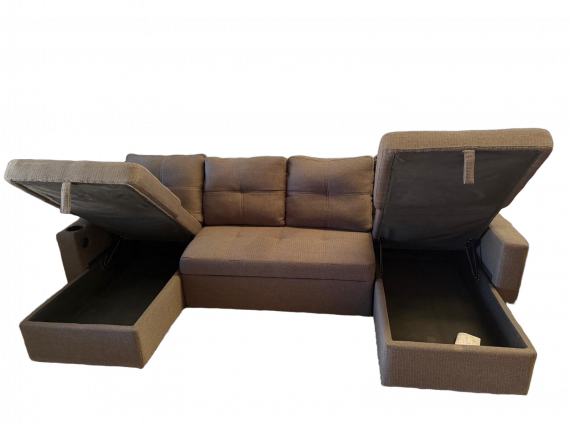 Foto Sofá Cama Chaise Longue COSTA U 280cm - USB y Almacenaje Gris oscuro