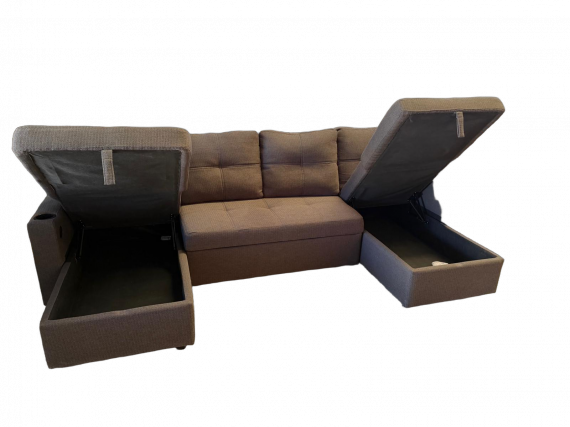 Foto Sofá Cama Chaise Longue COSTA U 280cm - USB y Almacenaje Gris oscuro