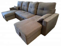 Sofá Cama Chaise Longue COSTA U 280cm - USB y Almacenaje Gris oscuro