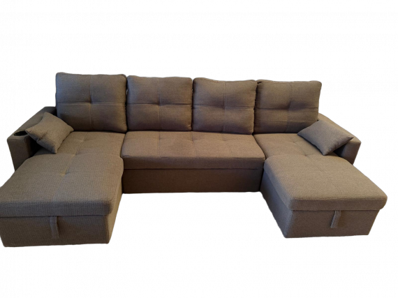 Foto Sofá Cama Chaise Longue COSTA U 280cm - USB y Almacenaje Gris oscuro