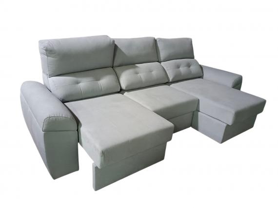 Foto Sofá Chaise Longue, reversible, brazo arcon, gris - ALBACETE 286 cm