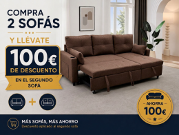 2-SOFA PACK - 3-Seater Reversible Chaise Longue Sofa Bed with Storage, brown - COSTA LUX €100 OFF