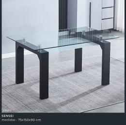 MESA COMEDOR FIJA C/TRANSPARENTE MOD.SENSEI NEGRO