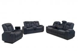 Juego de sillones relax electricos reclinables - altavoces con subwoofer - portavasos - cargador inalambico - luces LED - puerto usb - 1+2+3 plazas - gris - TEXAS