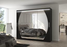 Armario corredero con espejo e iluminación LED Negro - CAMBE 250