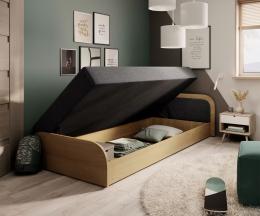 Cama infantil PARYS 90x200 + arcon, gris oscuro