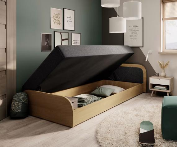 Foto Cama infantil PARYS 90x200 + arcon, gris oscuro