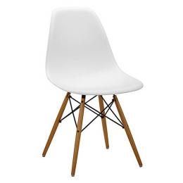 Sillas ergonómica con patas de madera y soportes metálicos 4und. – Dinamarca, blanco