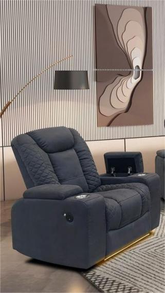 Foto Sillone relax electricos reclinables - portavasos - luces LED - puerto usb - una plaza - gris - TEXAS
