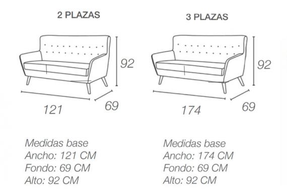 Foto Sofá 2 plazas de diseño, respaldo con capitoné – Stockholm, Gris, 121cm