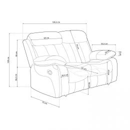 Sofá 2 plazas relax con reposapiés y respaldos reclinables – Madrid, Marrón