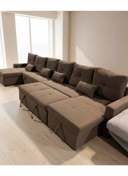 Foto Sofá 2camas + 2 arcones+USB+TYPE-C+portavasos-406cm x 130cm - COSTA U XXL