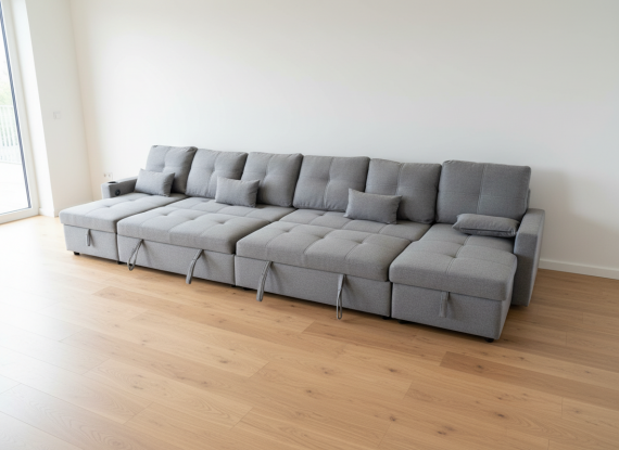 Foto Sofá 2camas + 2 arcones+USB+TYPE-C+portavasos-406cm x 130cm - COSTA U XXL