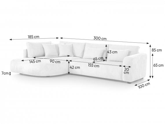 Foto Sofá 300 cm x 185 cm crema - JACOBS L