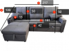Foto Sofá cama 3 pl. reversible moderno con arcon de almacenamiento+USB+type-C+portavasos - Costa L 217cm x 130cm