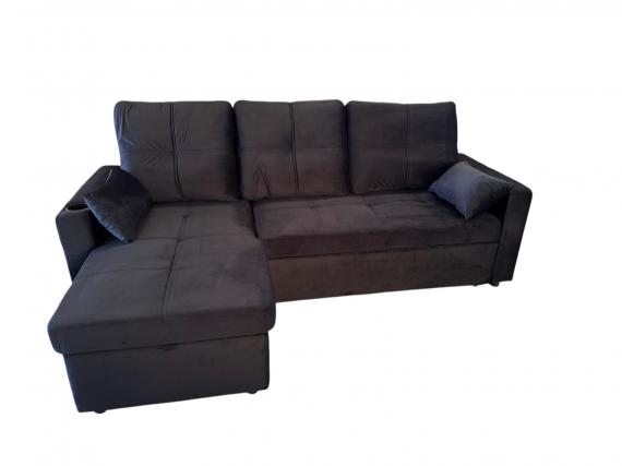 Foto Sofá cama 3 pl. reversible moderno con arcon de almacenamiento+USB+type-C+portavasos- negro - Costa L 217cm x 130cm