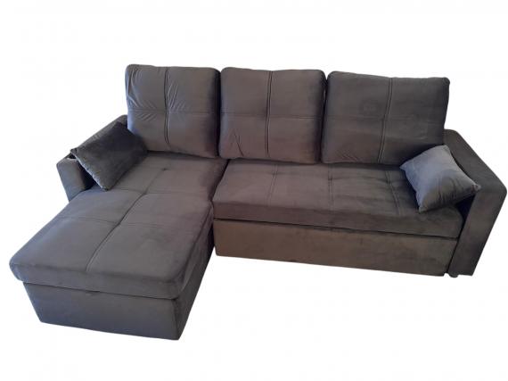 Foto Sofá cama 3 pl. reversible moderno con arcon de almacenamiento+USB+type-C+portavasos- negro - Costa L 217cm x 130cm