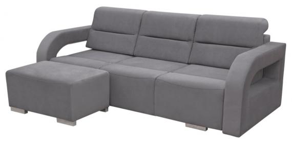 Foto Sofá cama 3 plazas con puf modelo - ALISS, Gris, 235 cm