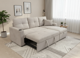 Sofá Cama Chaise Longue Reversible I 3 Plazas, Arcón, USB y Portavasos (217x130 cm) OFERTA COSTA L