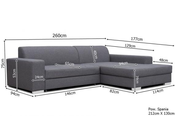 Foto SOFÁ CAMA CHAISE LONGUE MISTRAL GRIS CLARO, 260 CM