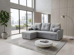 Linear Sofa Bed 3 Seater USB Type-C and Cup Holder 210cm COSTA R LIGHT GREY