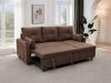 Photo REVERSIBLE 3-SEATER SOFA BED WITH CHAISE LONGUE AND STORAGE IN BROWN FABRIC – COSTA LUX