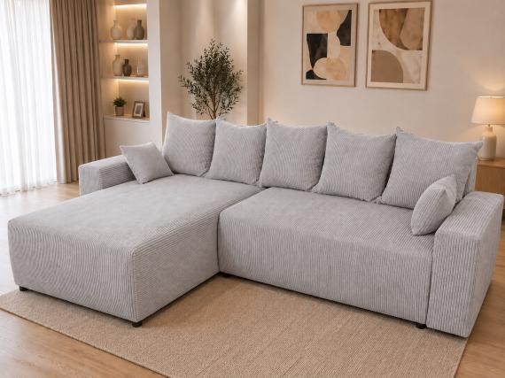 Foto SOFÁ CAMA CHAISE LONGUE REVERSIBLE BARI GRIS, 265 CM
