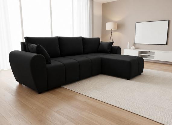 Foto Sofá Cama Chaise Longue Reversible negro DORA