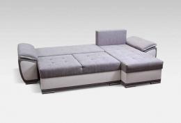 Sofá cama chaise longue reversible – Nestor, marron/blanco - polipiel