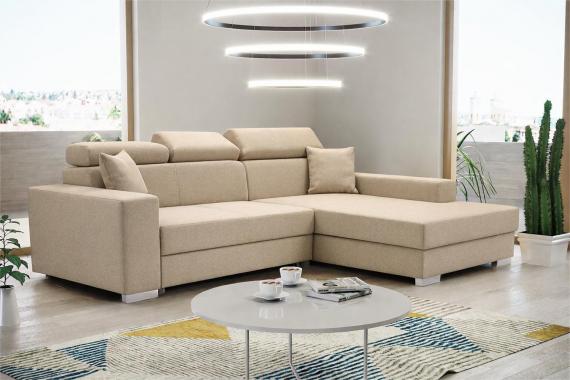 Foto SOFÁ CAMA CON ARCÓN CABEZALES RECLINABLES 263 CM X 178 CM MÉXICO DE LUX BEIGE