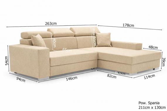 Foto SOFÁ CAMA CON ARCÓN CABEZALES RECLINABLES 263 CM X 178 CM MÉXICO DE LUX BEIGE