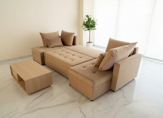 Foto SOFÁ CAMA CON ARCÓN FORMA DE U 290 CM X 145 CM MOS U BEIGE