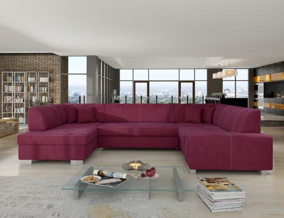 Photo U-SHAPED SOFA BED WITH STORAGE 322 CM X 204 CM HAVANA VIOLET BURGUNDY SALE