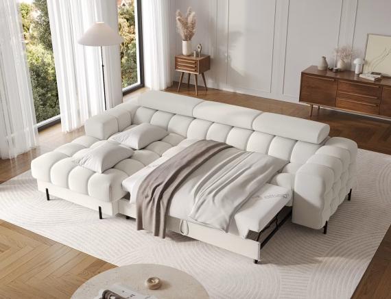 Foto SOFÁ CAMA CON ARCÓN I PATAS ALTAS 285 CM X 181 CM FELRO BLANCO OFERTA
