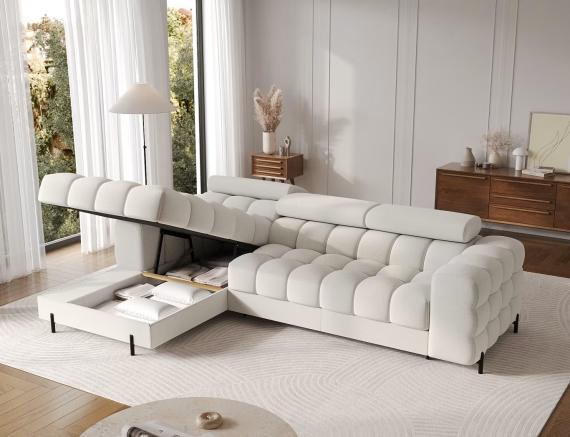 Foto SOFÁ CAMA CON ARCÓN I PATAS ALTAS 285 CM X 181 CM FELRO BLANCO OFERTA