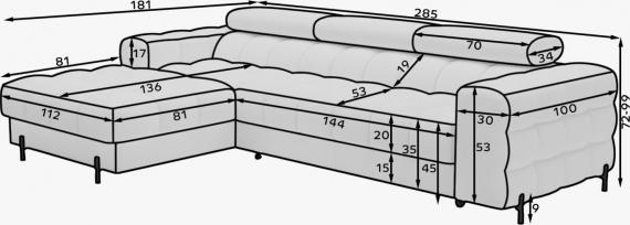 Foto SOFÁ CAMA CON ARCÓN I PATAS ALTAS 285 CM X 181 CM FELRO BLANCO OFERTA