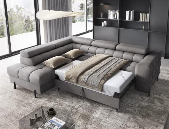 Foto SOFÁ CAMA CON ARCÓN I PATAS ALTAS 276 CM X 200 CM FERUCHE GRIS OFERTA
