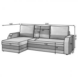 SOFÁ CAMA CON ARCÓN REVERSIBLE 250 CM X 150 GIULIO GRIS TELA / OSCURO
