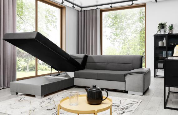 Foto Sofá cama con arcón - Verso, Beige/Crema, Tela/Polipiel, 266x212