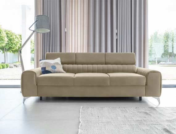 Foto Sofá cama con reposacabezas reclinables - LAURENCE, Beige