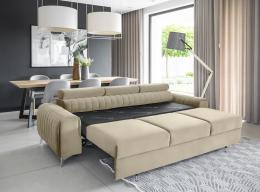 Sofá cama con reposacabezas reclinables - LAURENCE, Beige