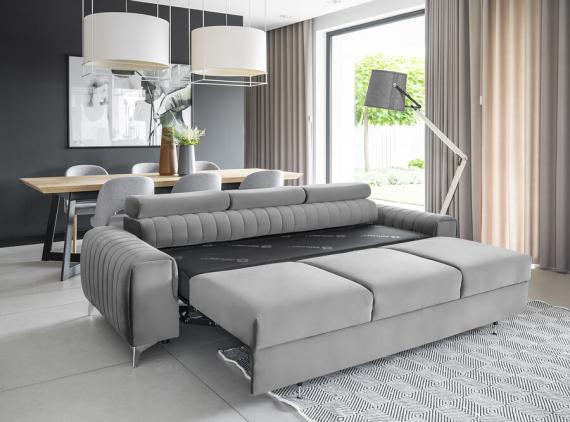 Foto Sofá cama con reposacabezas reclinables - LAURENCE, Gris