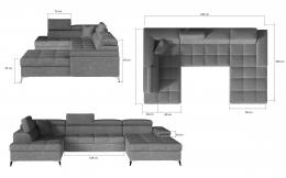 Sofá cama en forma de U -  Eduardo, monolith29/monolith09-tela, izquierdo