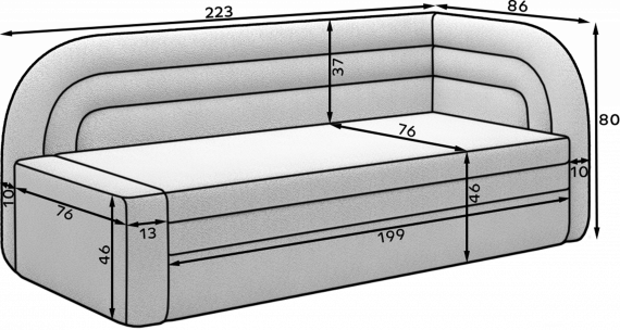 Foto Sofá cama -  Fabillo, Royal 04/gris, Derecho