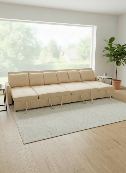 Foto Sofá Cama I Lineal I 400cm I 6 Plazas I Puertos USB y Type-C Integrados COSTA R XXL