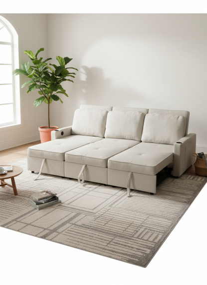 Foto Sofá cama lineal 3 plazas moderno+USB+type-C+portavasos-246cm - COSTA R