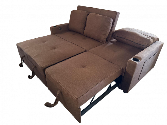 Foto Sofá cama lineal 3 plazas moderno+USB+type-C+portavasos - marrón - 210cm - COSTA R
